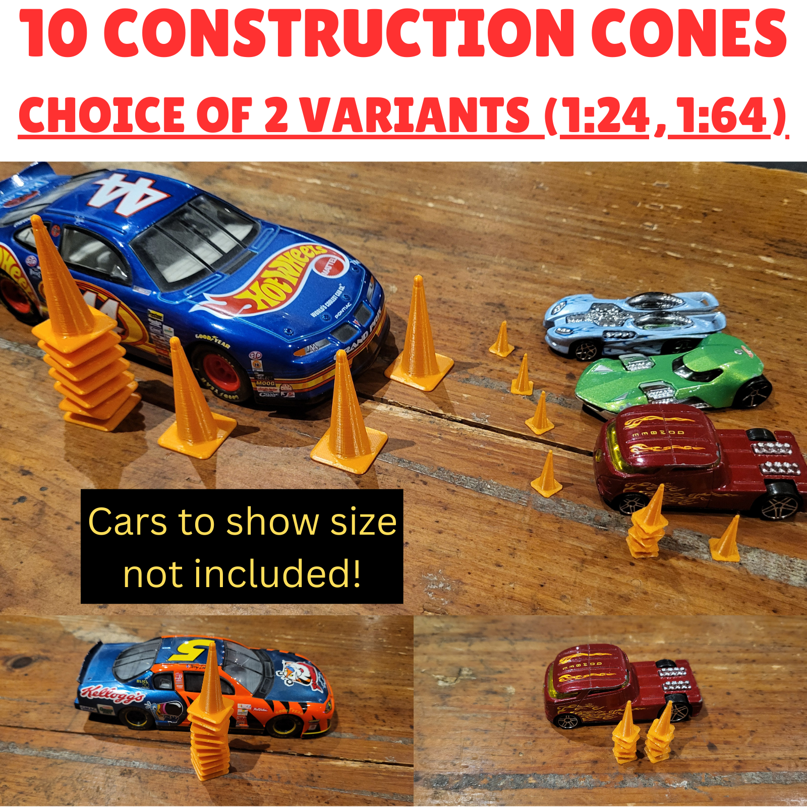 Constructions cones miniature cars