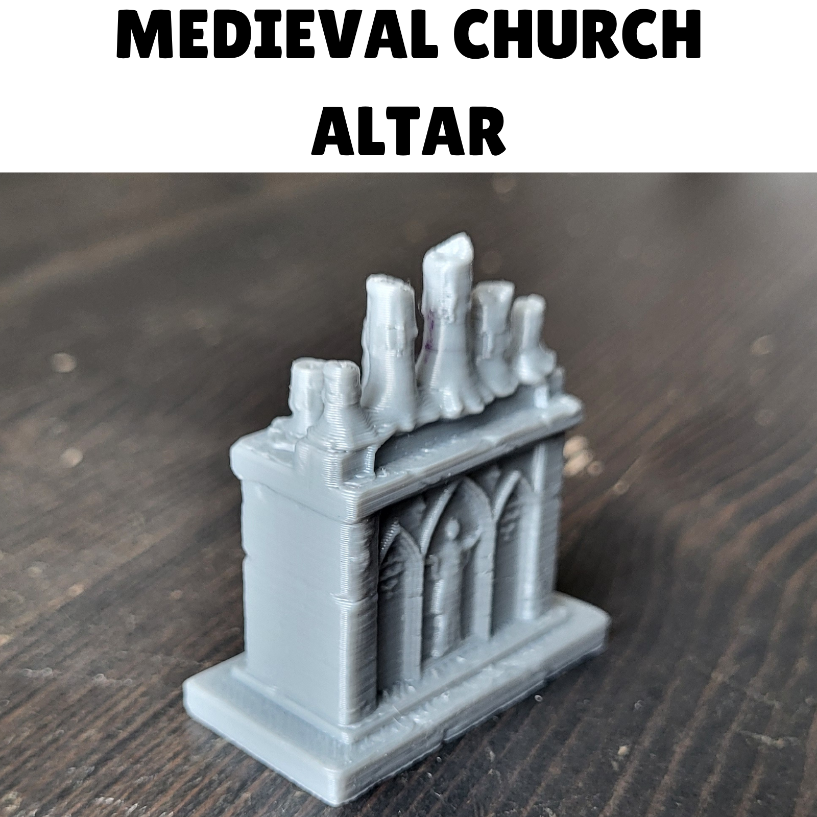Side view of a model of a medieval church altar